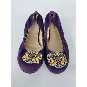Adrienne Vittadini VELMA Slip on Ballet Flats Purple Suede Leather 9